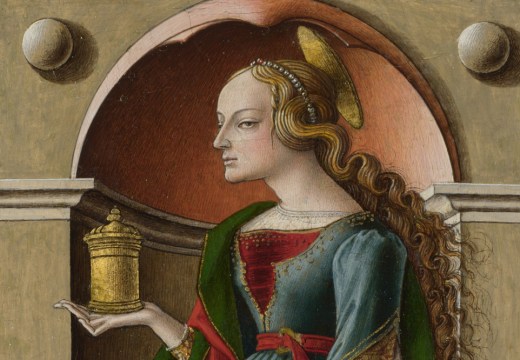 Saint Mary Magdalene (detail; c. 1491–94), Carlo Crivelli. Photo: © National Gallery, London