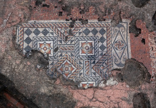 Roman mosaic (2nd–3rd century), found at Southwark and photographed in February 2022.