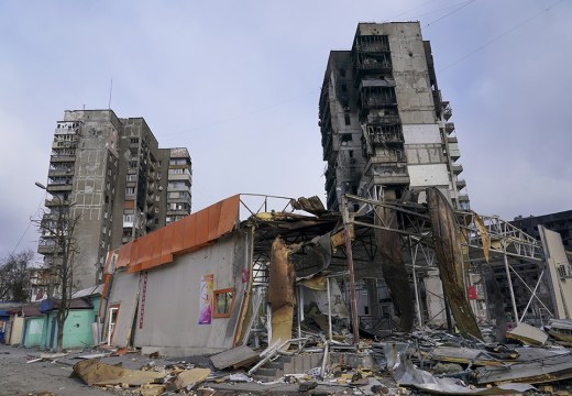 destroyed buildings in Mariupol city