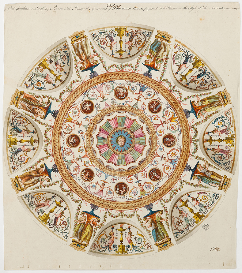Unexecuted ceiling for the circular dressing of Harewood House, Yorkshire (1767), Adam office (Giuseppe Manocchi). Sir John Soane’s Museum, London