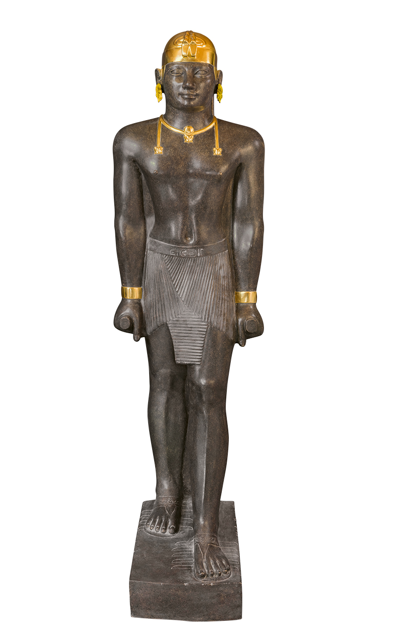 Digitally printed copy of the statue of the pharaoh Taharka (r. 690–664 BC), from an ancient original found at Dukki Gel, Sudan, in 2003.