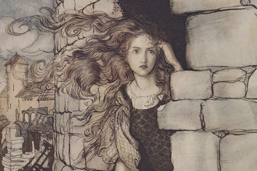 The Waiting Maid Sprang Down First and Maid Maleen Followed (1917), Arthur Rackham (1867–1939). Charles E. Young Research Library, UCLA