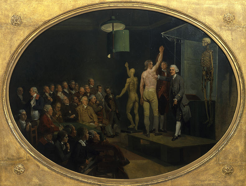 Dr William Hunter teaching anatomy at the Royal Academy (c. 1772), Johann Zoffany. Royal College of Physicians, London