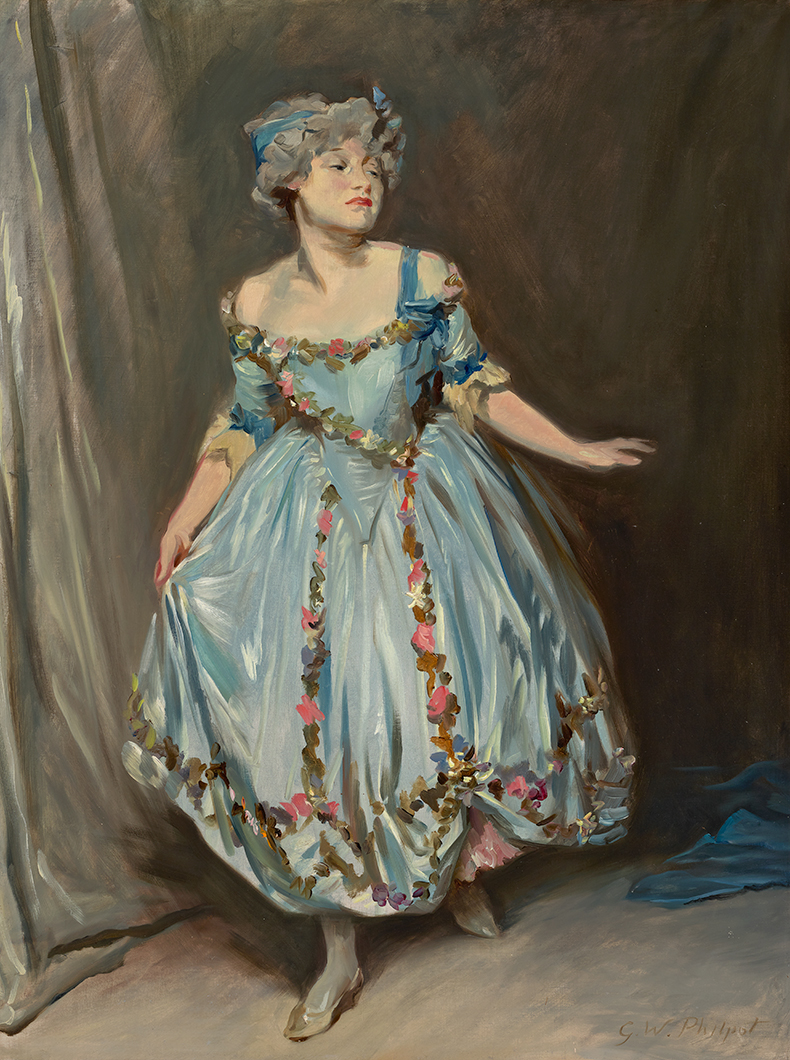 Portrait sketch of Mrs Emile Mond dressed for the Chelsea Arts Club (1913), Glyn Philpot. Private collection