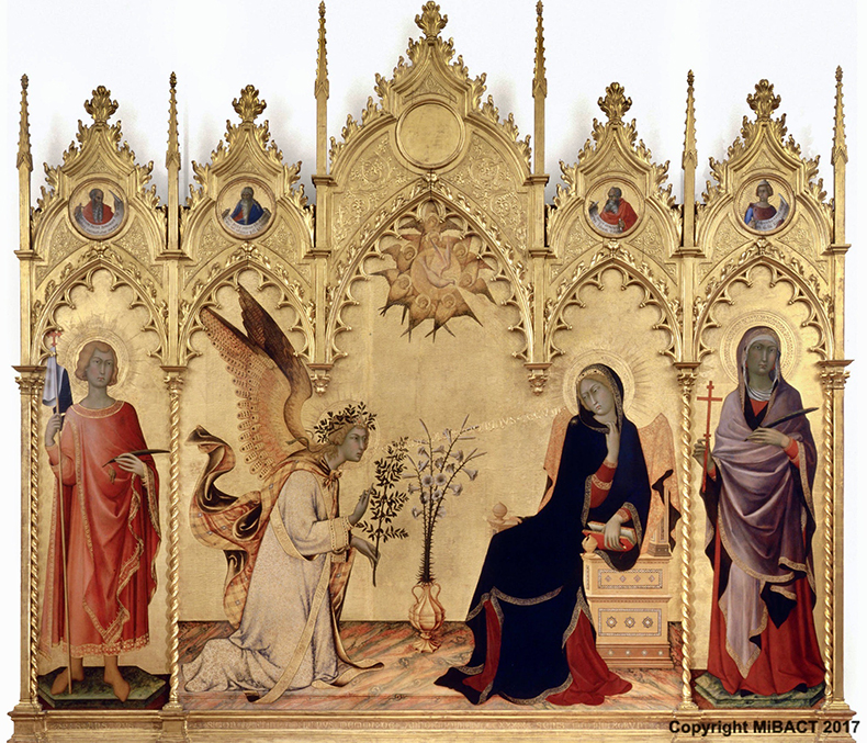 The Annunciation (c. 1333), Simone Martini and Lippo Menni. Gallerie degli Uffizi, Florence