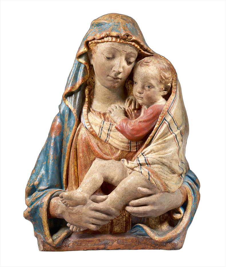 Teracotta Madonna and Child sculpture