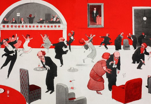 caricature of the Psychical Society’s annual dance by Heath Robinson