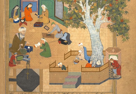 Layli and Qays at school from the Khamsa of Nezami Ganjavi (f. 196b from Or. 6180)