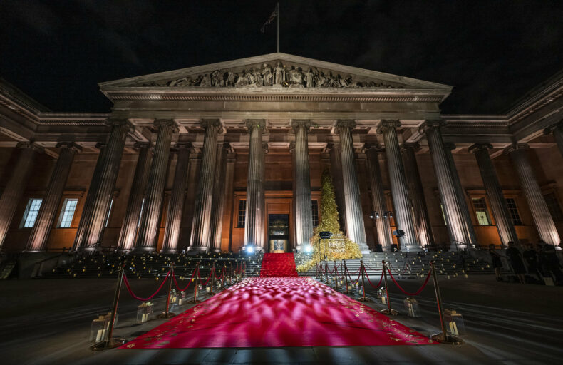 The British Museum decked out for The Rings of Power launch party on 31 August 2022.