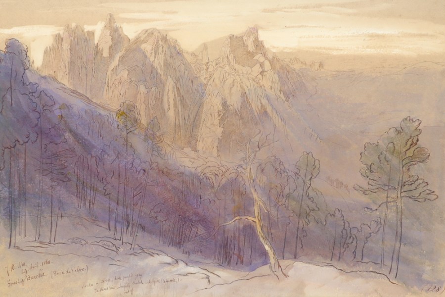 The Forest of Bavella, Corsica, 7:10 am, 29 April 1868 (1868), Edward Lear. Photo: Woolley and Wallis Salerooms Ltd.