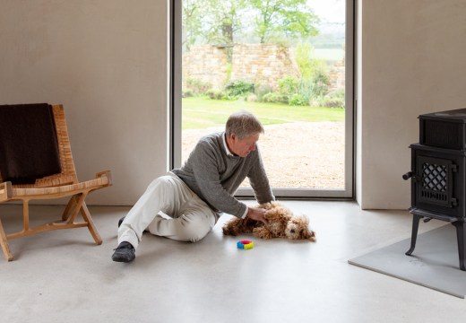 John Pawson and his pooch Lochie. Courtesy Dylan Thomas