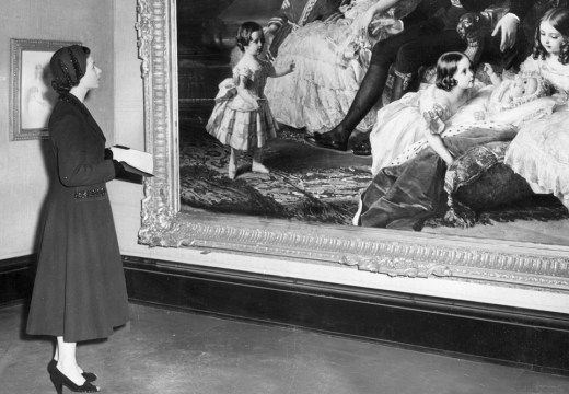 The Queen standing before Royal Family, by Franz Winterhalter, in 1953. Photo: Keystone/Getty Images