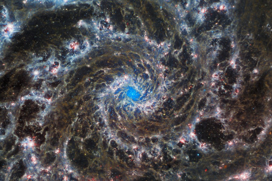 The heart of M74, otherwise known as the Phantom Galaxy, recorded by the James Webb Telescope.