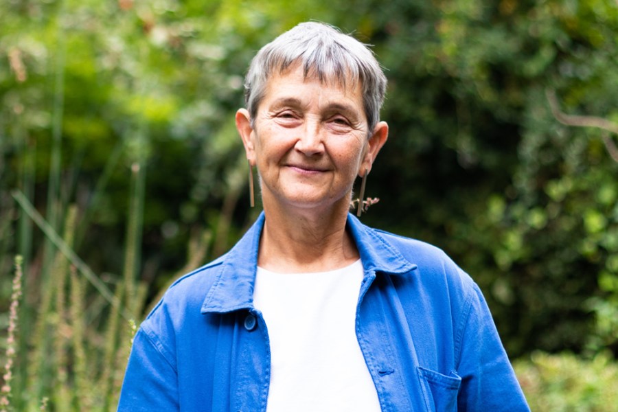 Frances Morris, photographed in the Tate Modern community garden in 2022. Photo: © Samia Meah