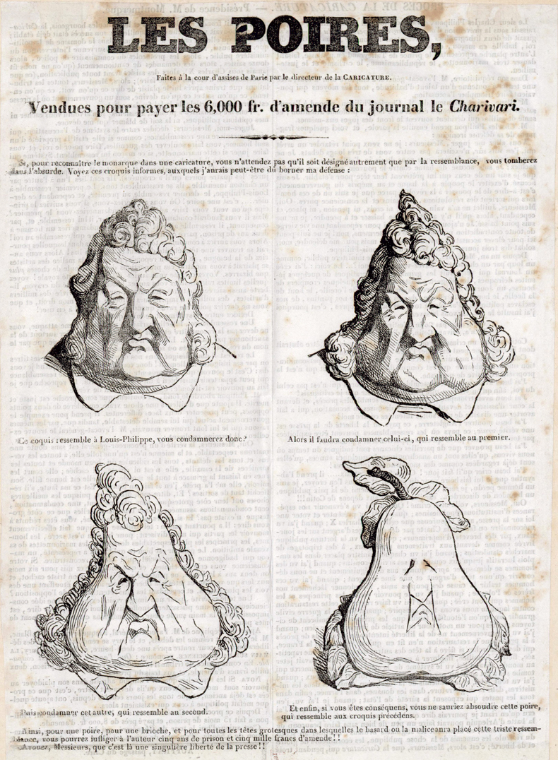 Design (1834) possibly by Honoré Daumier, after a design by Charles Philipon published in La Caricature in 1831. 