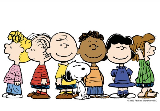 The Peanuts gang, created by Charles M. Schulz.