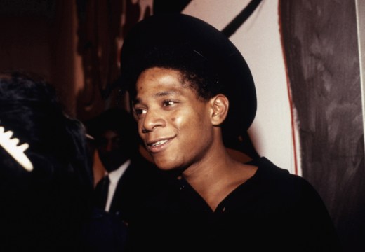 Jean-Michel Basquiat at Tony Shafrazi Gallery, New York, in 1987. Photo: Karen Petersen/Everett Collection