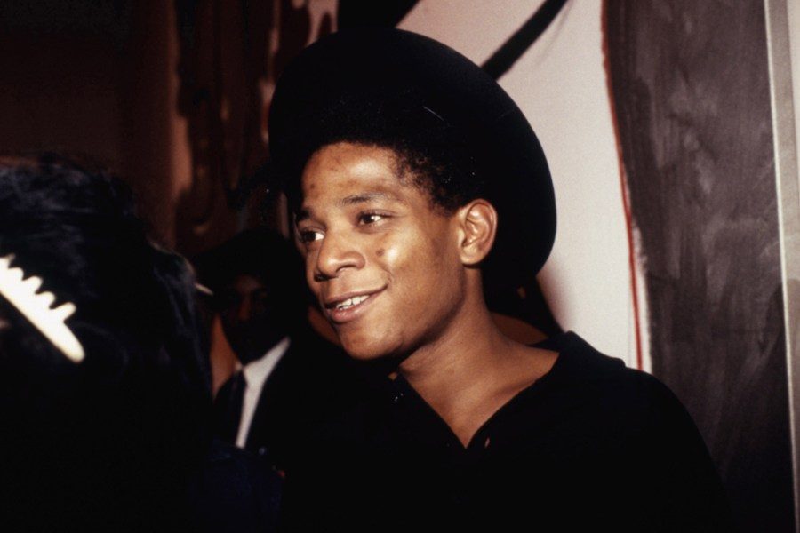 Jean-Michel Basquiat at Tony Shafrazi Gallery, New York, in 1987. Photo: Karen Petersen/Everett Collection