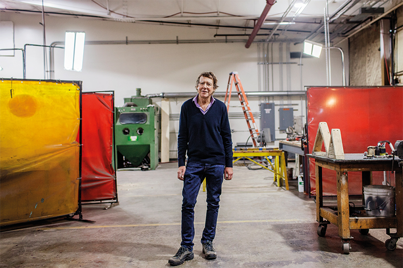 Charles Ray photographed in a foundry in Walden, New York, in 2018.