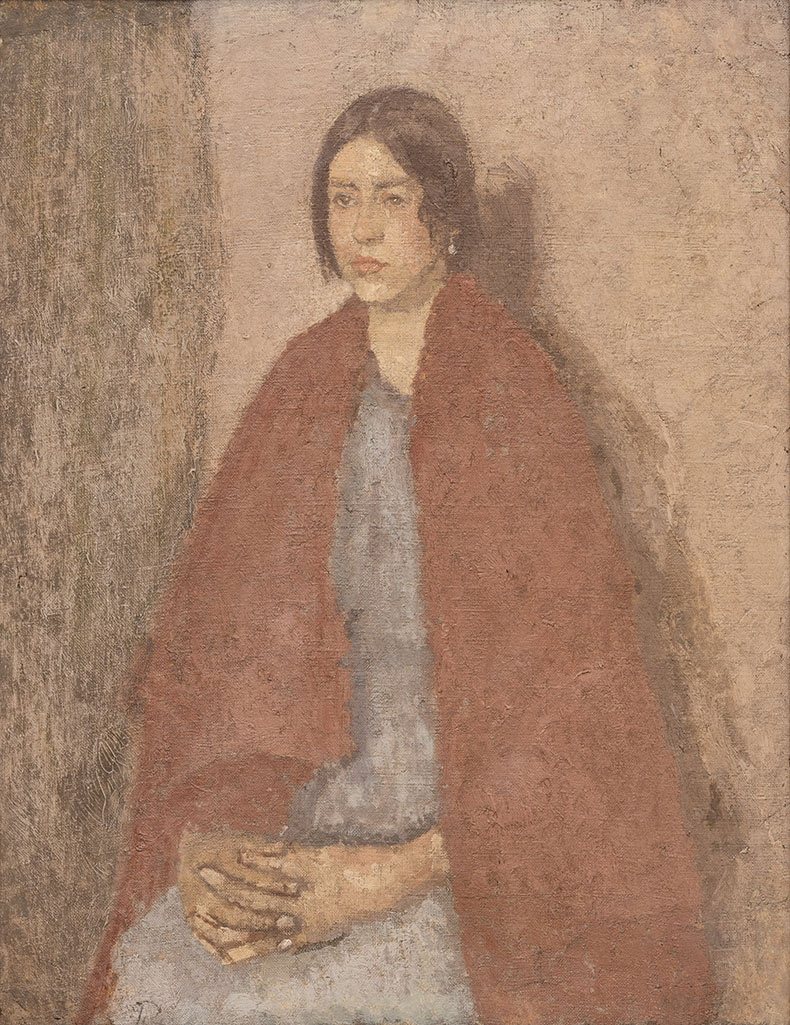 Young Woman in a Red Shawl