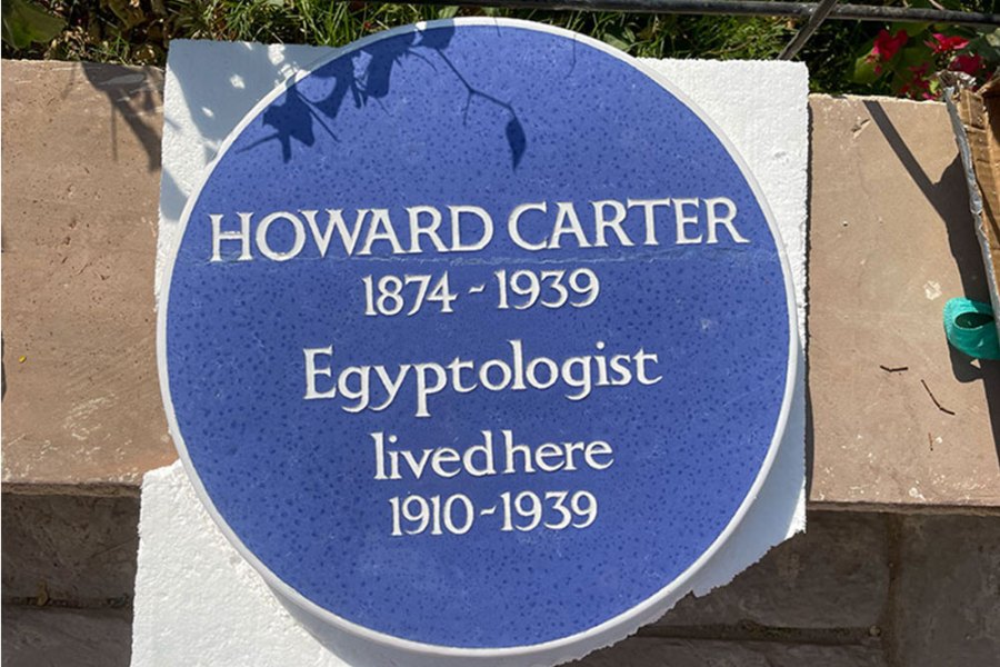 The plaque to Howard Carter, restored