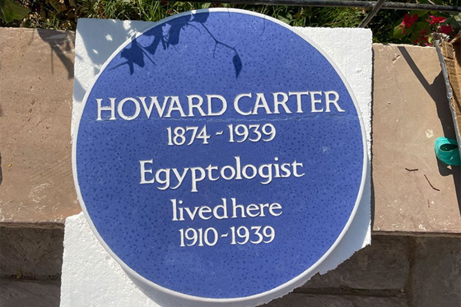 The plaque to Howard Carter, restored