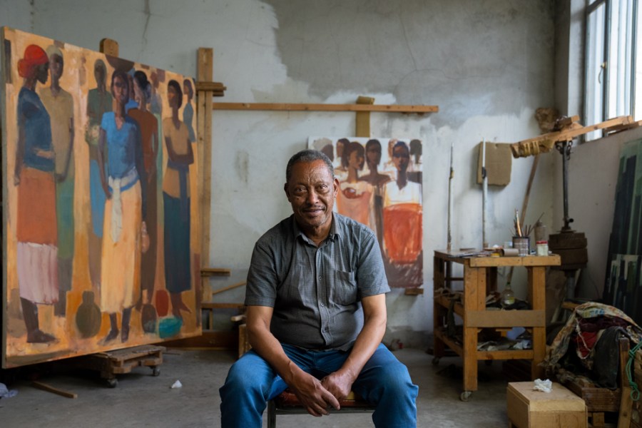 Tadesse Mesfin, photographed in his studio in Addis Ababa in February 2022