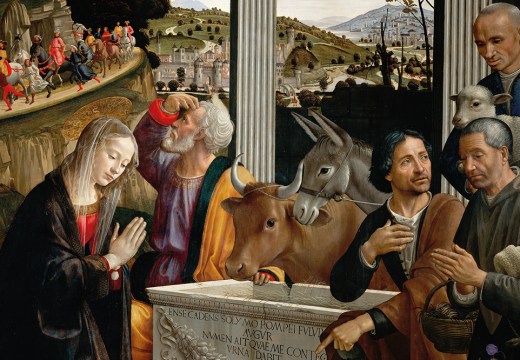 Adoration of the Shepherds (detail; 1485), Domenico Ghirlandaio. Santa Trinità, Florence