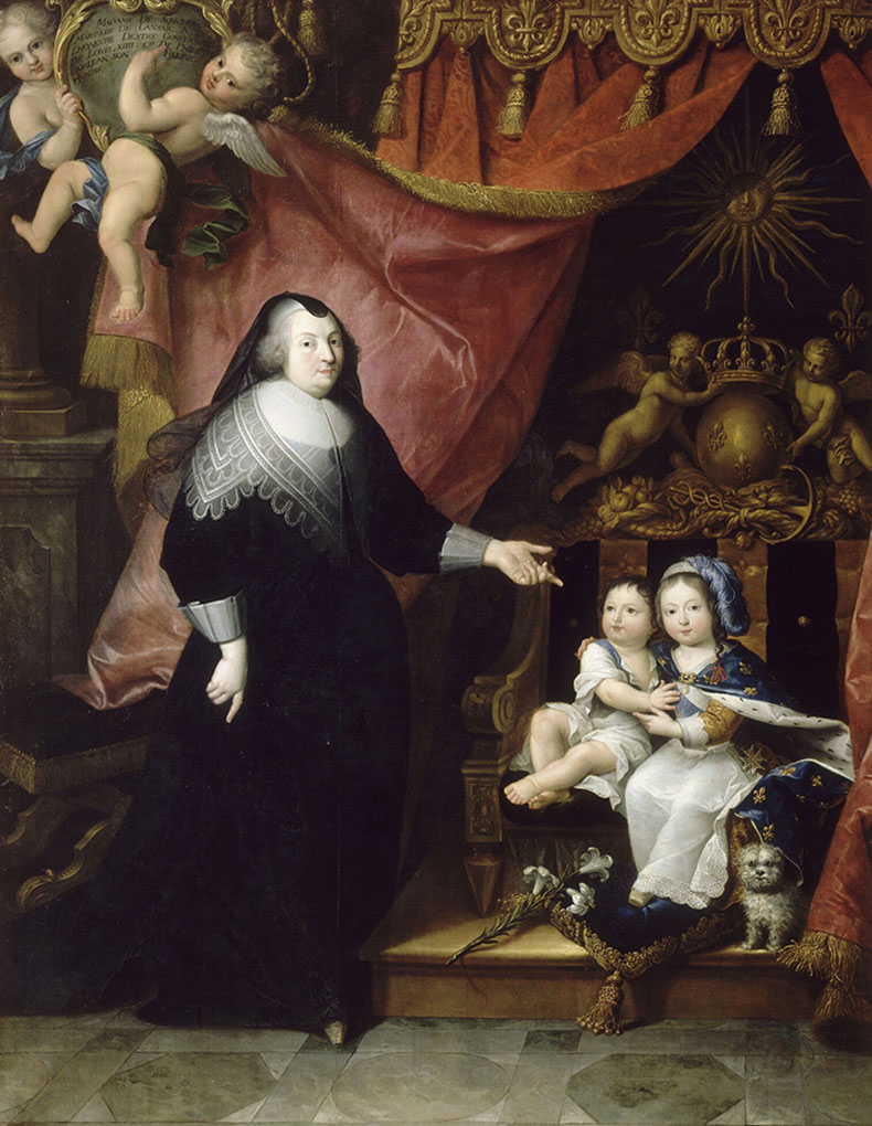 The young Louis XIV with his brother Philippe and his governess Françoise de Souvré, marquise de Lansac