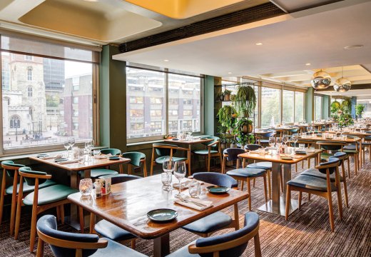 Restaurant dining room with views over the City of London