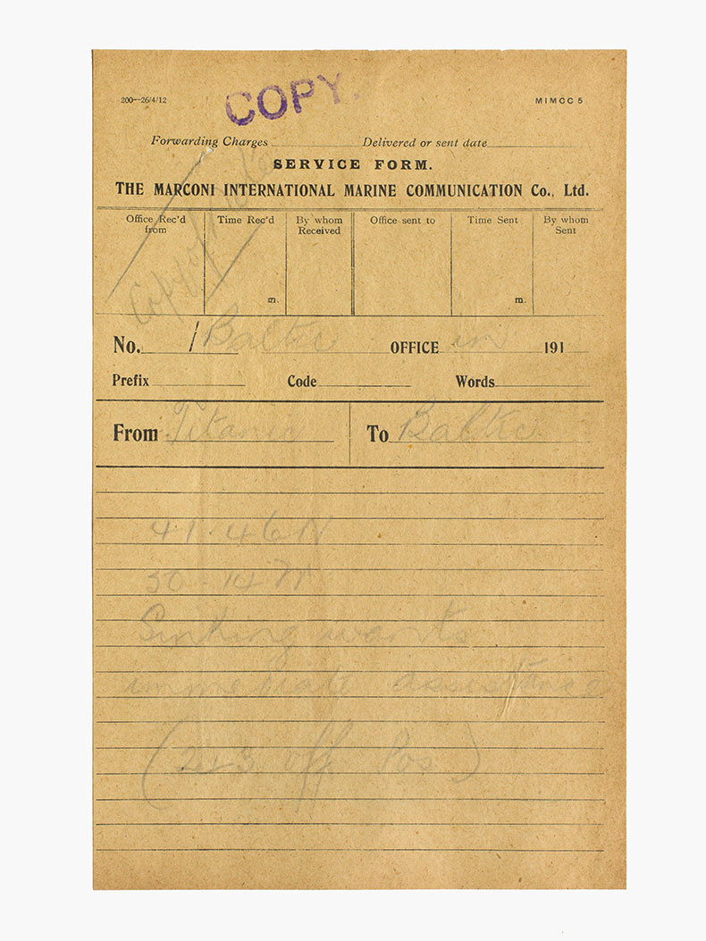 telegram from Titanic