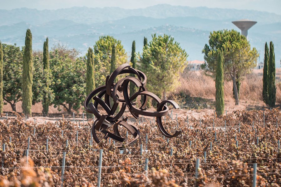 sculpture in a vineyard