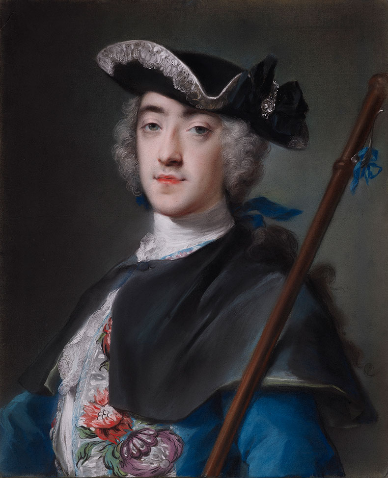 pastel portrait of a man wearing a hat and cape