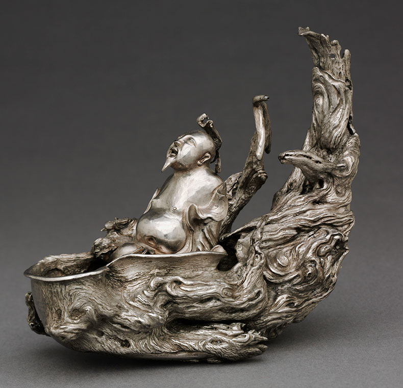 Raft Cup (1345), attributed to Zhu Bishan. Cleveland Museum of Art 