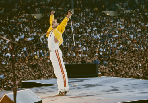 Freddie Mercury at the Queen in Concert Magic Tour at Wembley Stadium, London, in 1986. © Richard Young (www.richardyounggallery.co.uk)